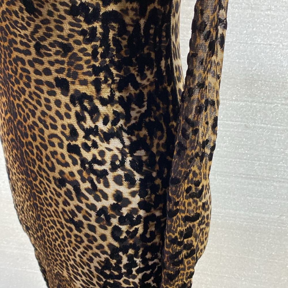 Jean Paul Gaultier Leopard-Print Long Sleeve Dress in Brown and Black - Picture 5 of 11